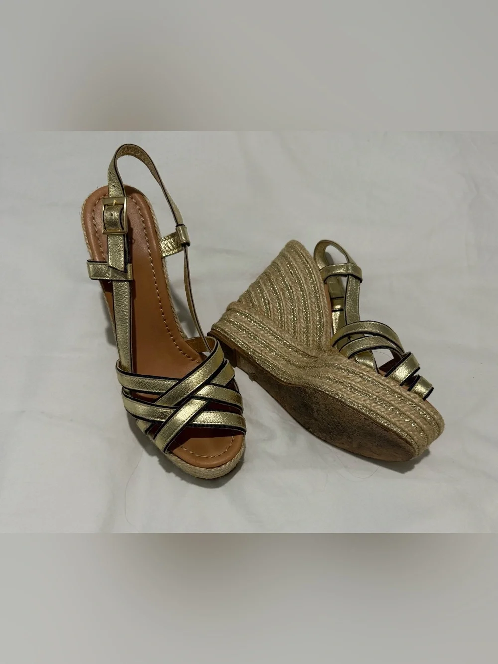 kate spade Metallic Gold Wedge Espadrille Sandals